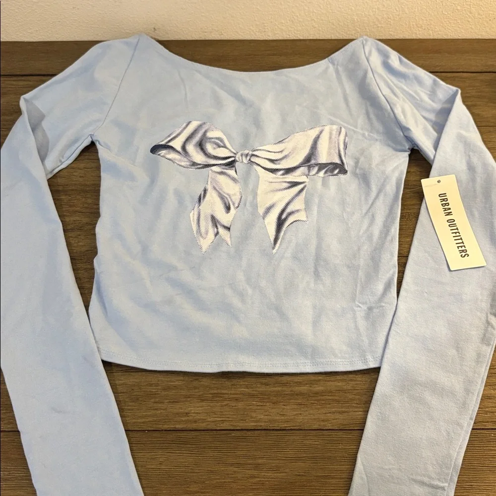 NWT [Urban Outfitters] Kimchi Blue Nadia Bow Low-Back Long-Sleeve Top Women’s XS - Picture 9 of 12